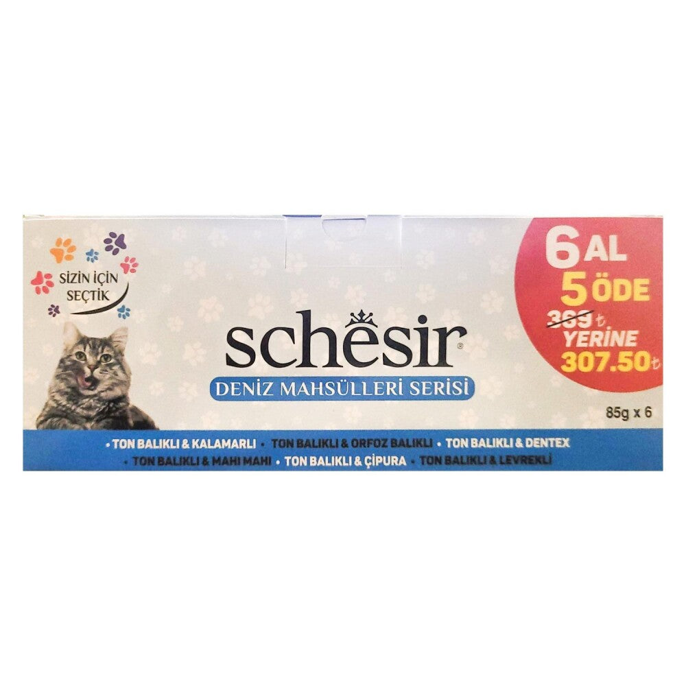 Schesir Pouch Deniz Mahsülleri Yetişkin Kedi Konservesi (6 Al 5 Öde) 85 GR | SRC: Barcode: 8681612752093
